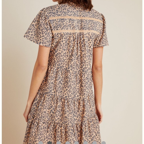 Anthropologie leopard print xs Georgina Tiered dress. Like new. - Picture 2 of 6